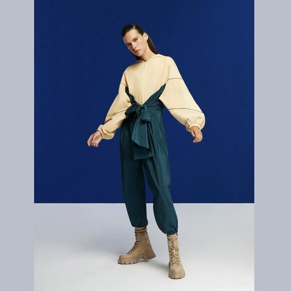 Nocturne Women's Colorblock Hooded Sweater Jumpsuit Size XS Statement Streetwear - Picture 2 of 11